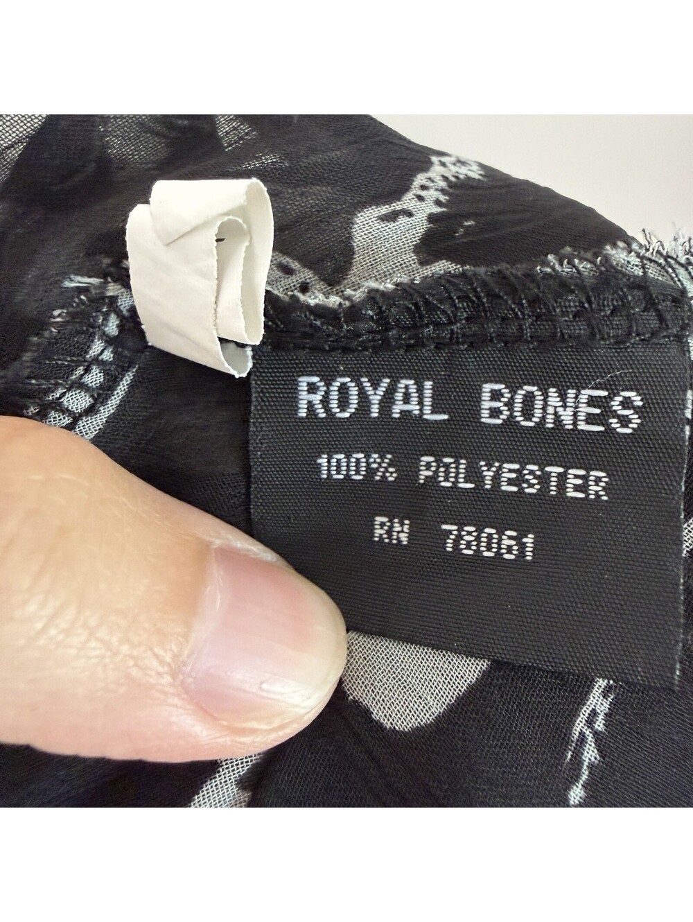 Royal Bones Daang Womens Tank Top Sheer Skulls Goth Gothic Black Size Large - Picture 7 of 7
